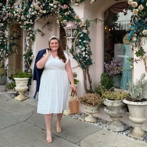 White floral midi cap sleeve dress size 18/20